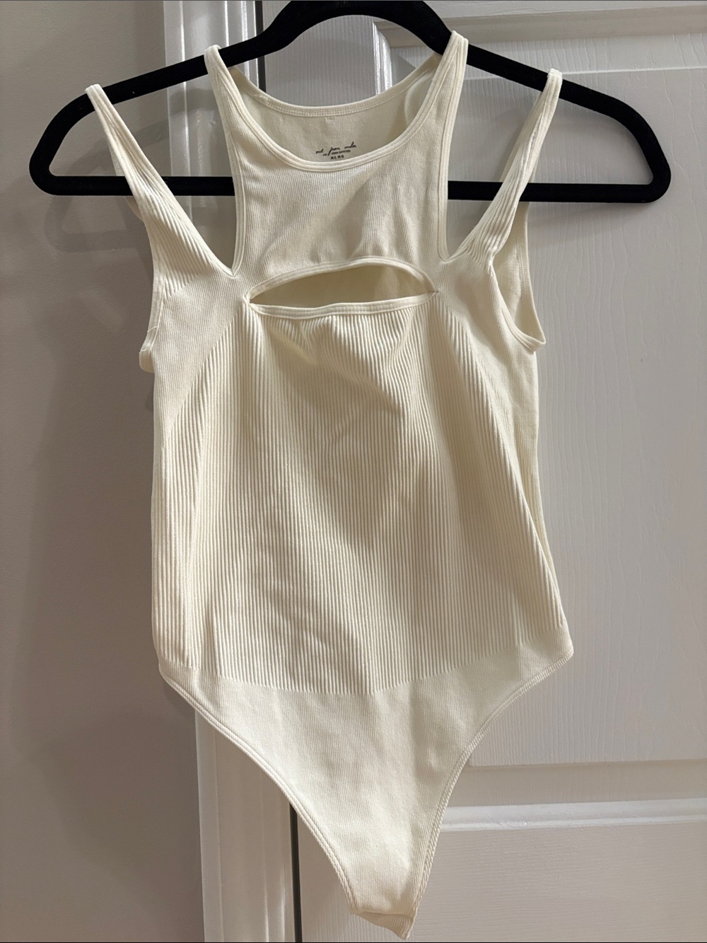 Ribbed Cutout Tank Bodysuit - Cream